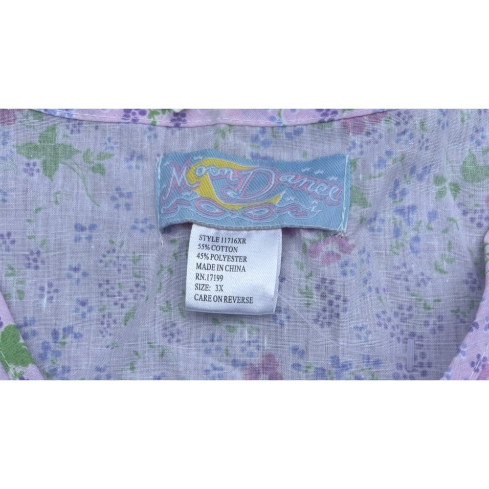 MoonDance Sleeveless Floral Purple Smock  3X Craft Art Cook Pearl Snaps Vintage - Picture 2 of 5